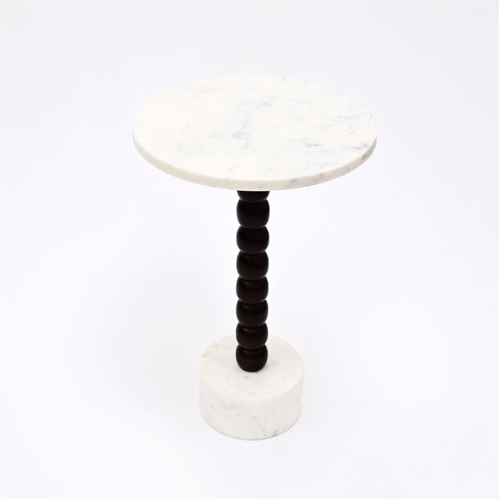 Mable Wood Drink Table with Marble Top