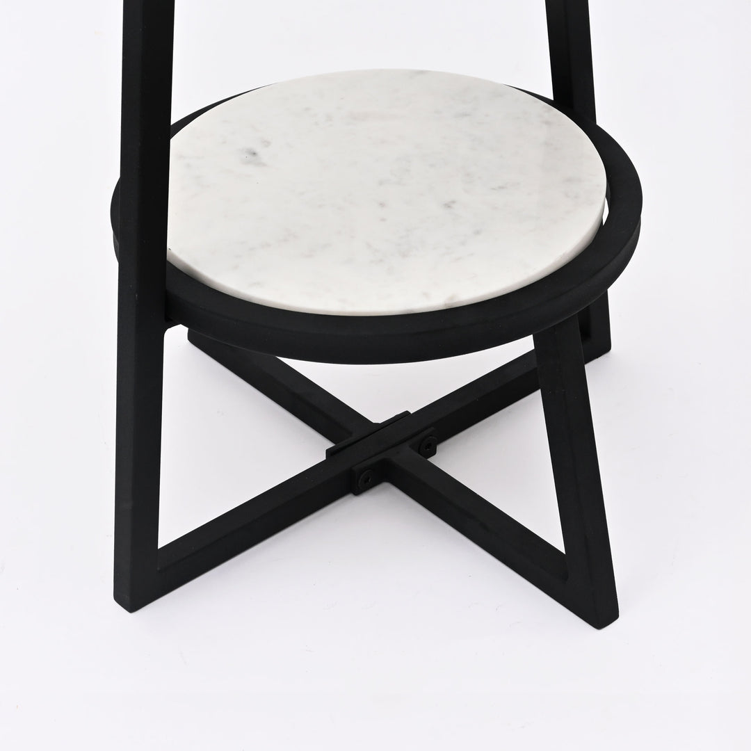 2 Tier Round Marble Table With Iron Base