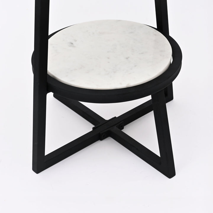 2 Tier Round Marble Table With Iron Base