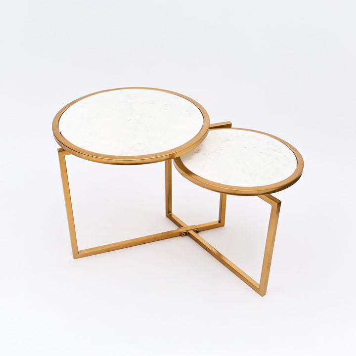 2 Tier Round Table With Marble Top