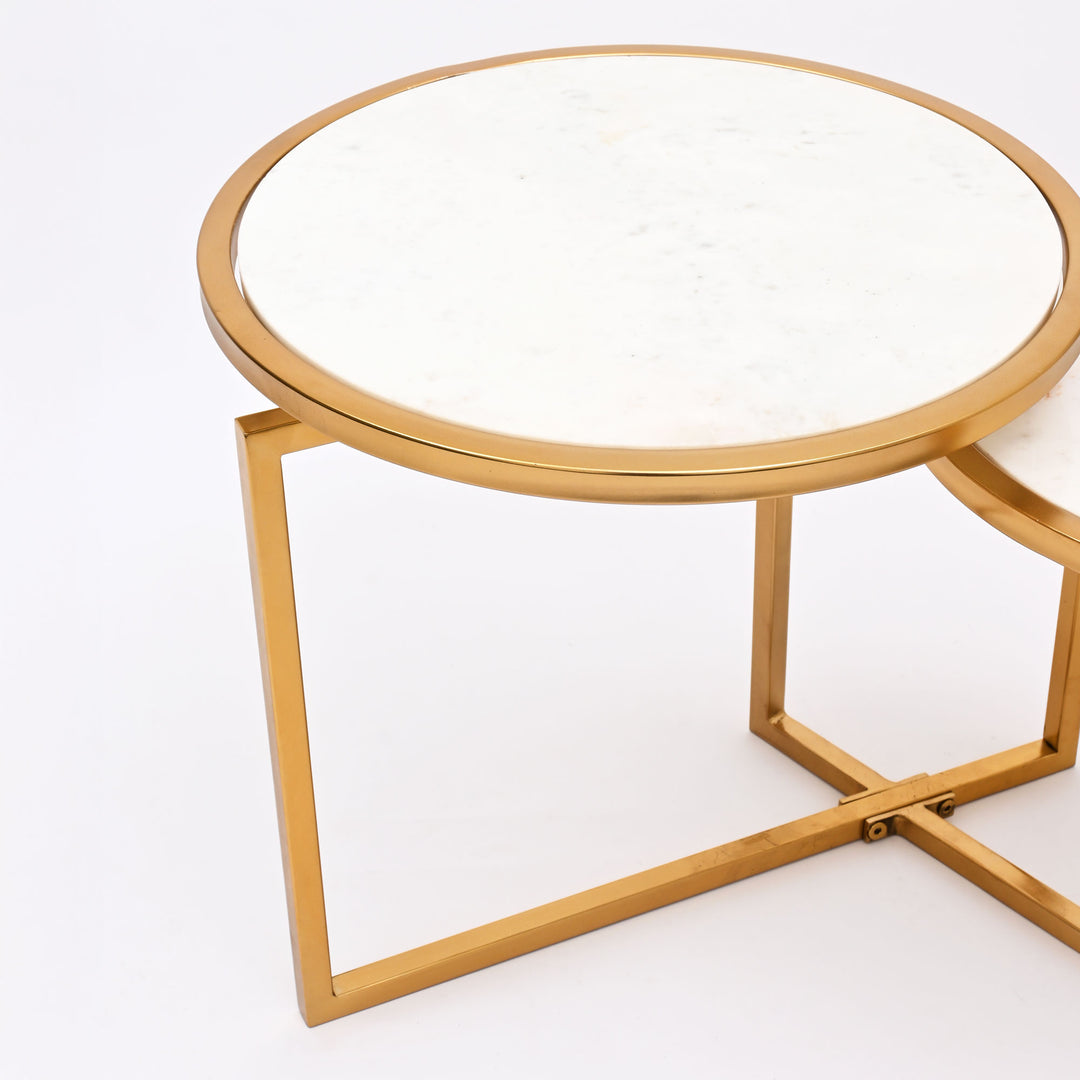 2 Tier Round Table With Marble Top