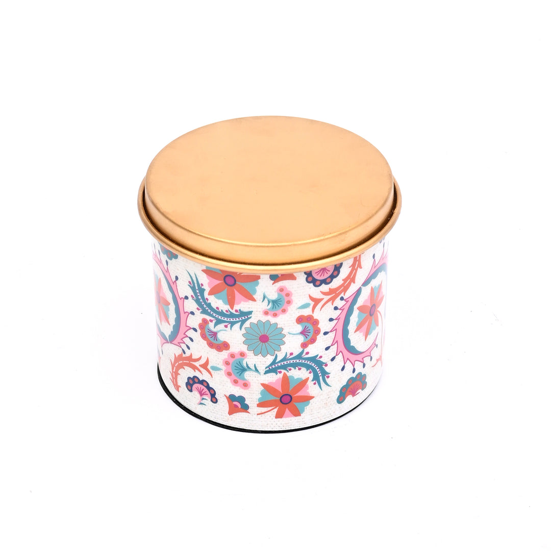 Small Round Enamel Box with Lid – Decorative Storage Container