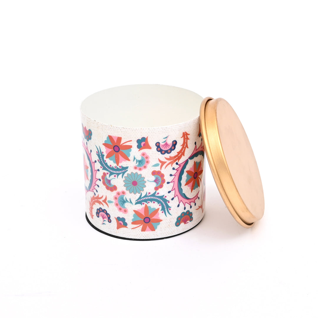 Small Round Enamel Box with Lid – Decorative Storage Container