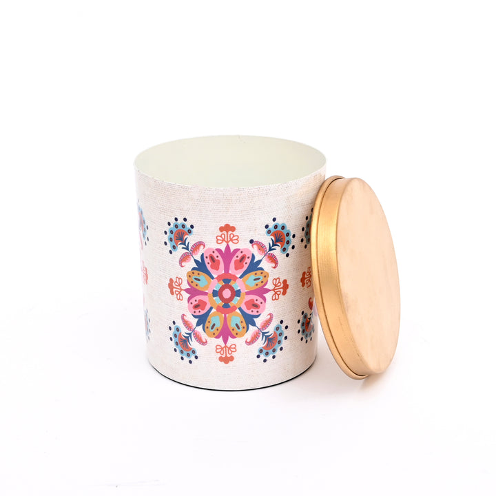 Large Round Enamel Box with Lid – Kitchen & Home Storage Jar