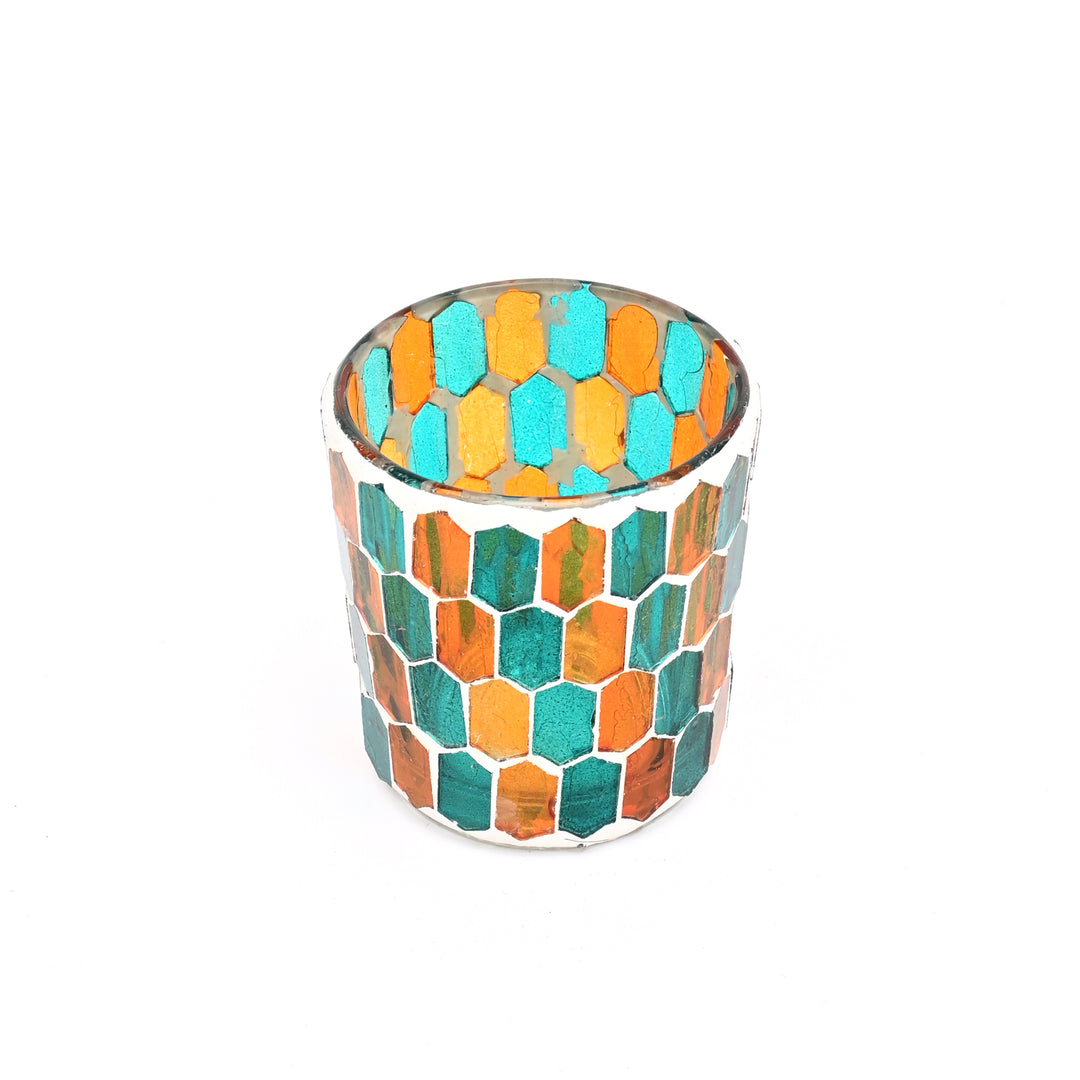 Portacandela Votivo in Vetro Mosaico Rotondo – Portacandela Decorativo Artigianale per Tealight