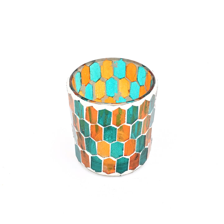 Portacandela Votivo in Vetro Mosaico Rotondo – Portacandela Decorativo Artigianale per Tealight