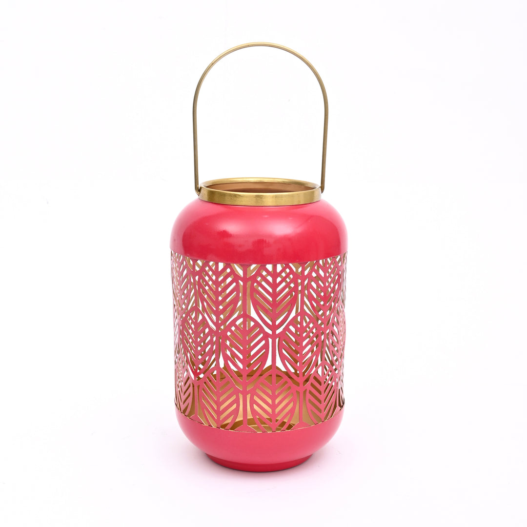 Round Metal Lantern with Scroll Cut-Outs – Decorative Candle Holder