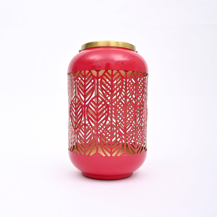Round Metal Lantern with Scroll Cut-Outs – Decorative Candle Holder