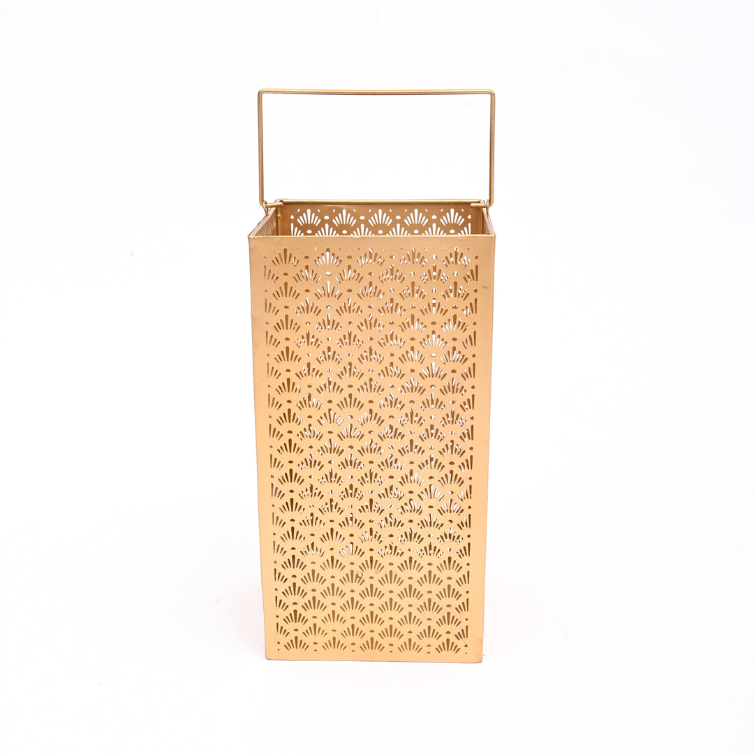 Metal Jali Lantern with Handle – Vintage Hanging Candle Holder