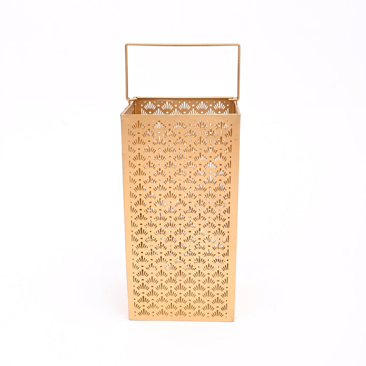 Metal Jali Lantern with Handle – Vintage Hanging Candle Holder