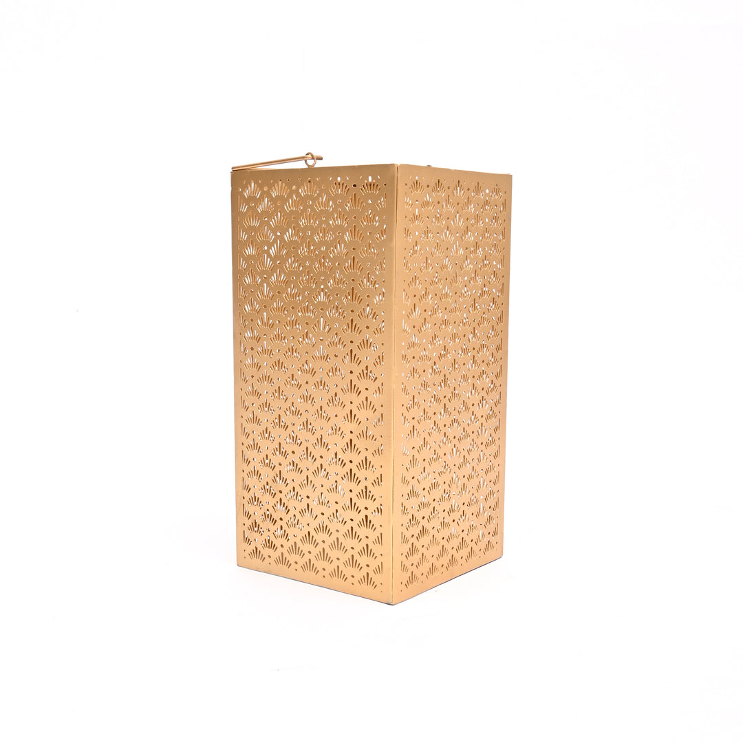 Metal Jali Lantern with Handle – Vintage Hanging Candle Holder