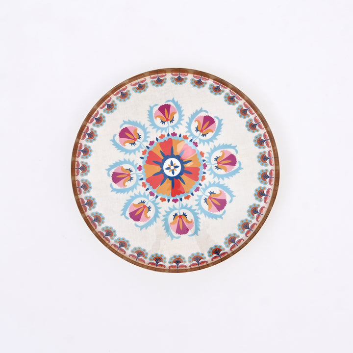 Round Enamel Metal Tray – Decorative Serving Platter for Home & Kitchen