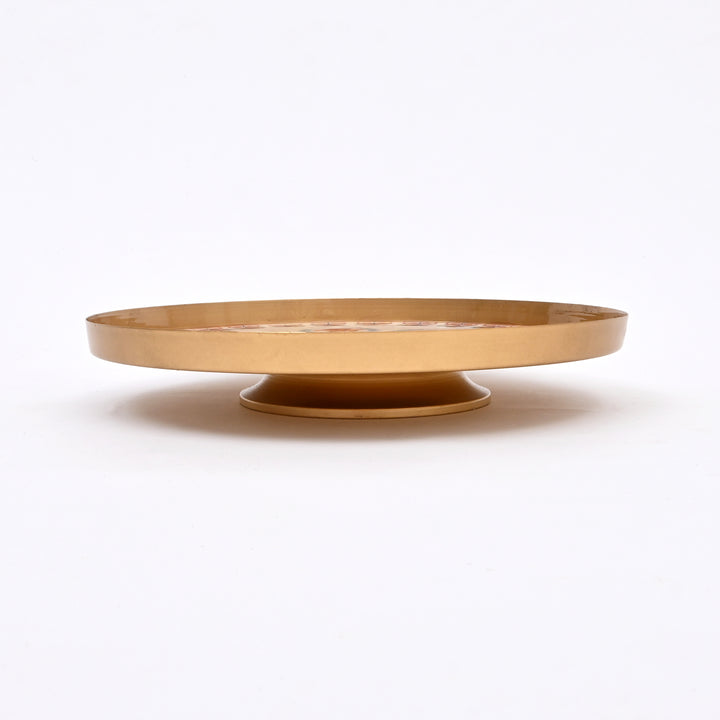 Round Enamel Metal Tray – Decorative Serving Platter for Home & Kitchen