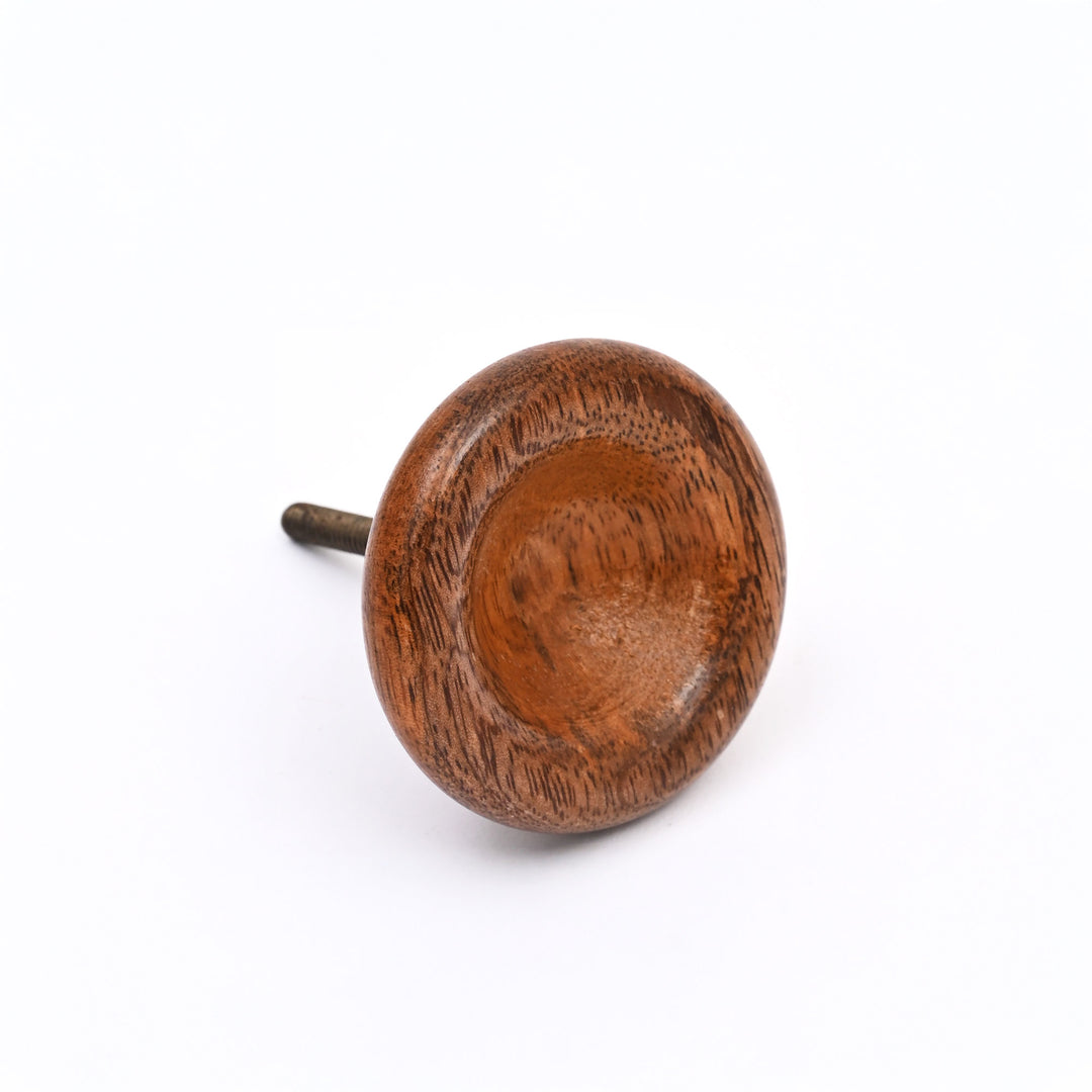 Ensemble de 6 boutons d'armoire en bois de manguier concave marron