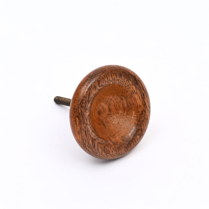 Ensemble de 6 boutons d'armoire en bois de manguier concave marron