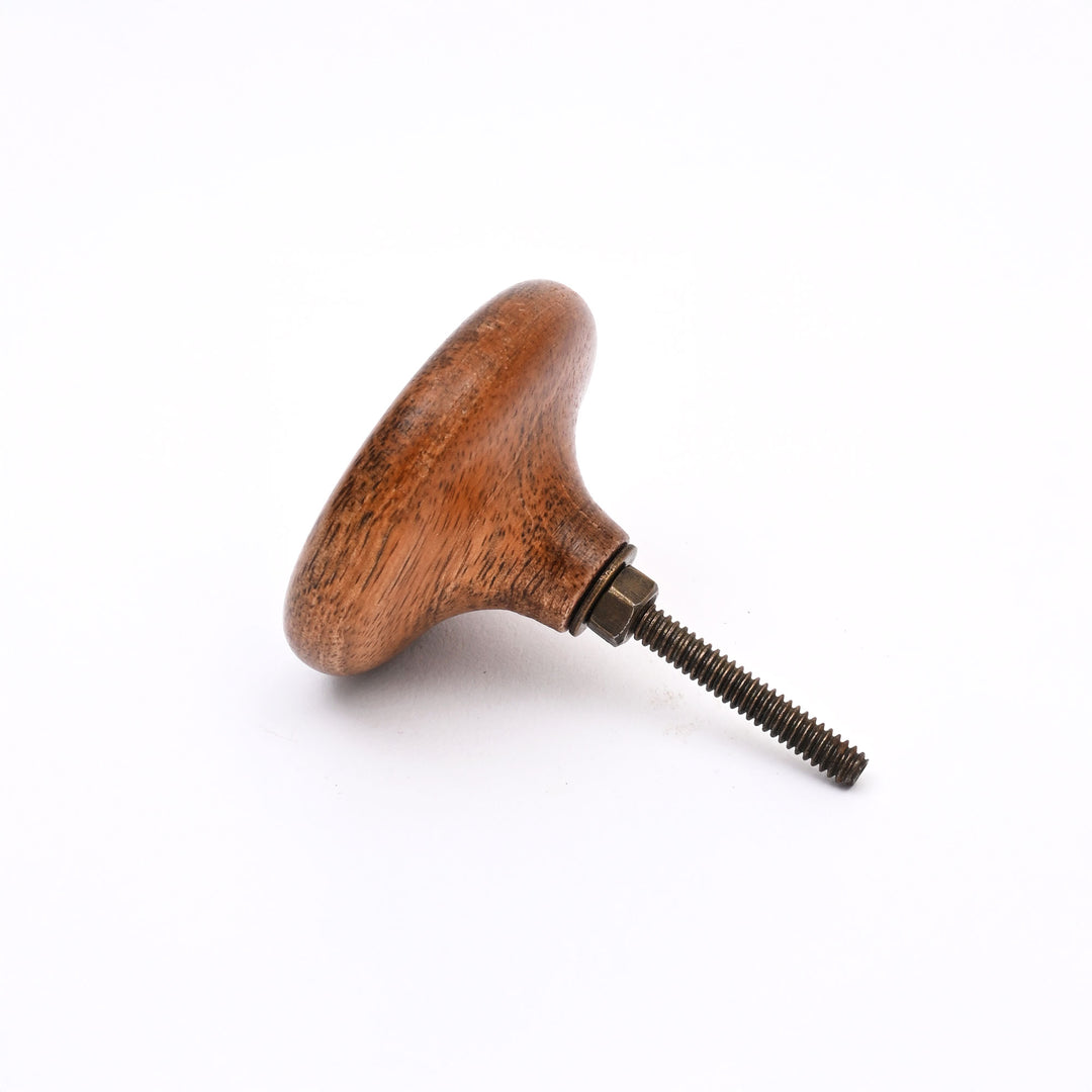 Ensemble de 6 boutons d'armoire en bois de manguier concave marron