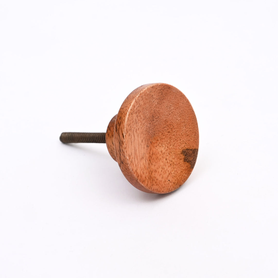 Brown Concave Mango Wood Knobs Set of 6