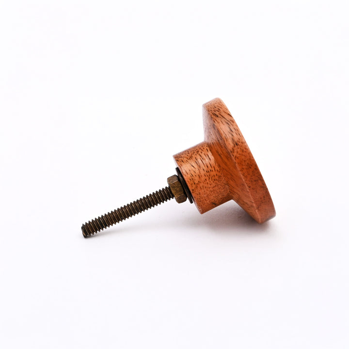 Brown Concave Mango Wood Knobs Set of 6