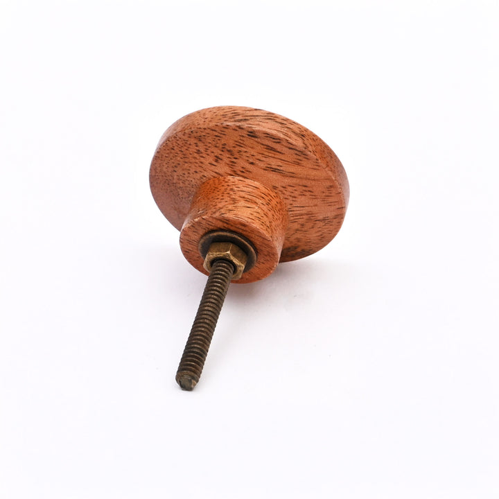 Brown Concave Mango Wood Knobs Set of 6
