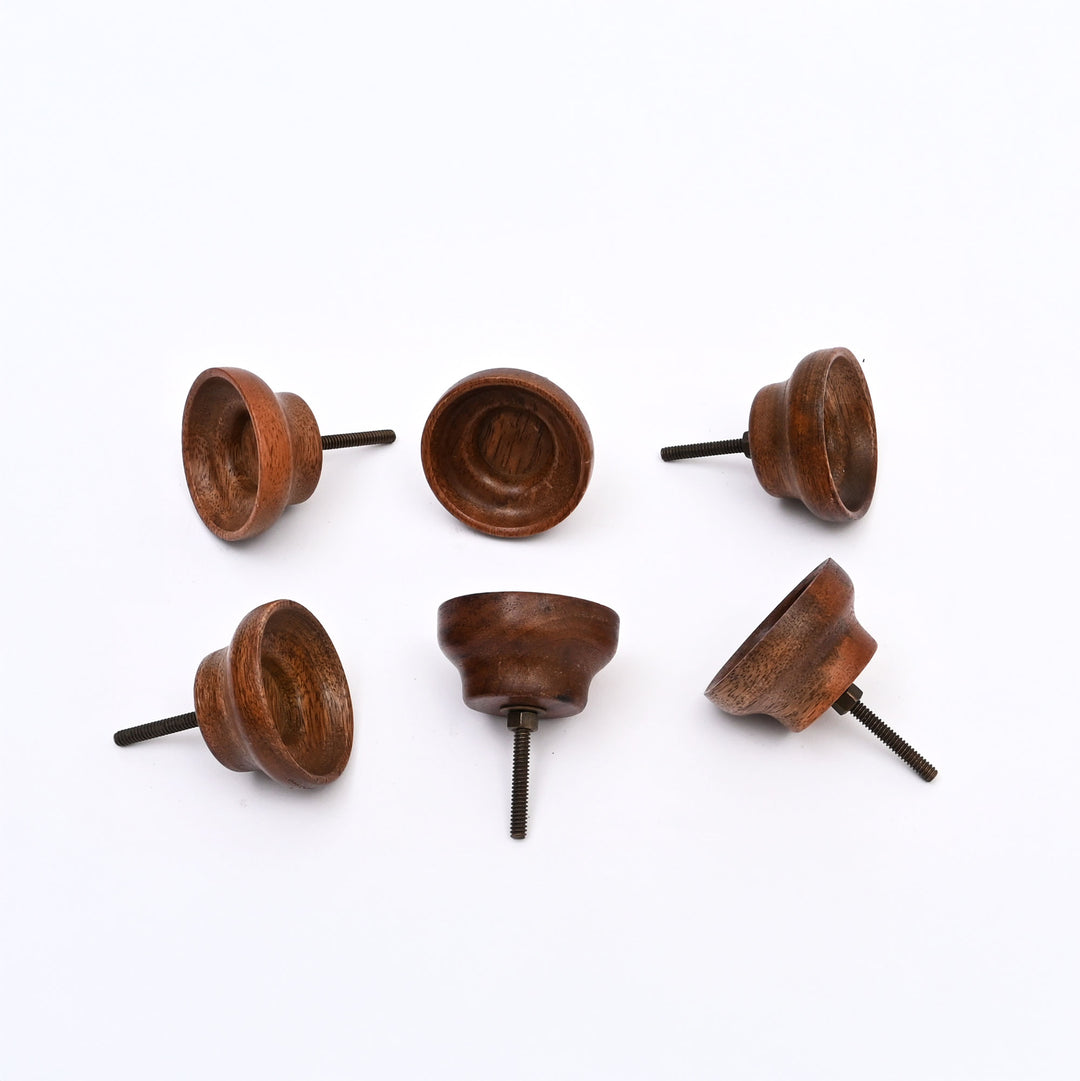Ensemble de 6 boutons d'armoire en bois Brown Hollow