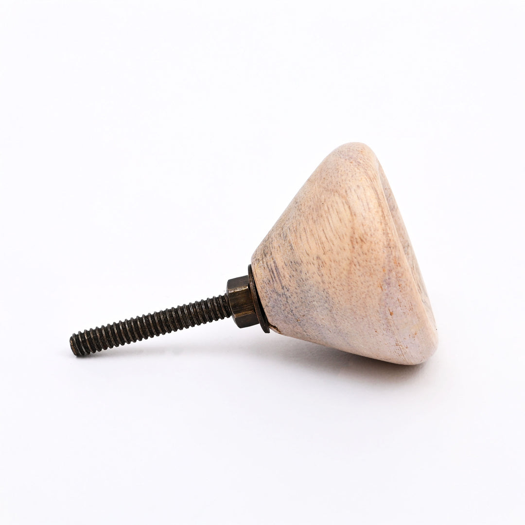 Grey Hollow Mango Wood Knobs Set of 6