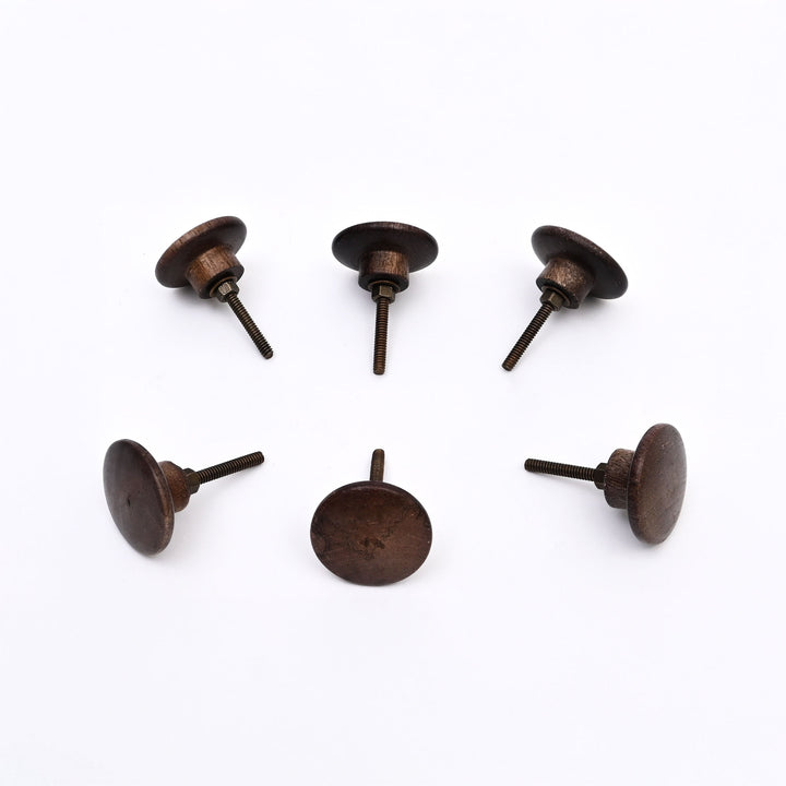 Ensemble de 6 boutons classiques en bois marron en bois de manguier