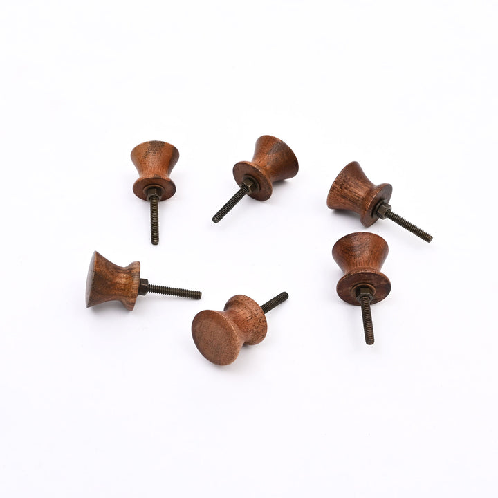 Boutons de tiroir d'armoire en bois avec punaise marron, lot de 6