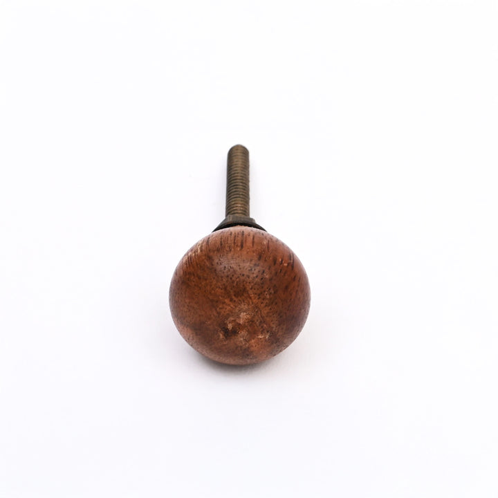 Ensemble de 6 boutons de placard petits en fer et bois de manguier brun rustique