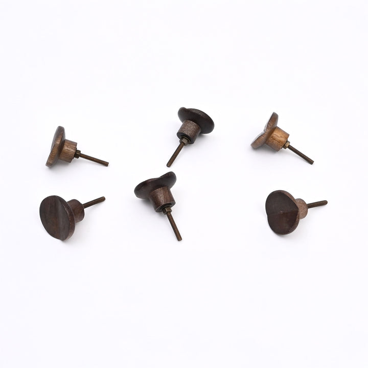 Ensemble de 6 boutons de tiroir en bois moderne marron