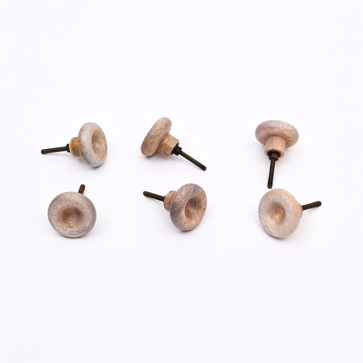 Boutons d'armoire en bois gris Donut ensemble de 6