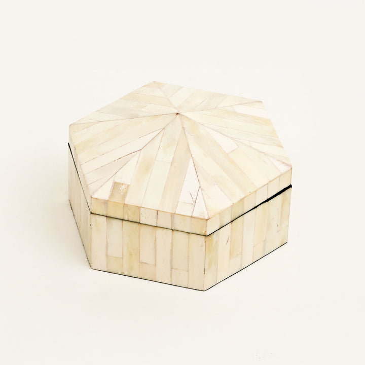 Hexagonal Bone Inlay Decorative Box – Set of 2