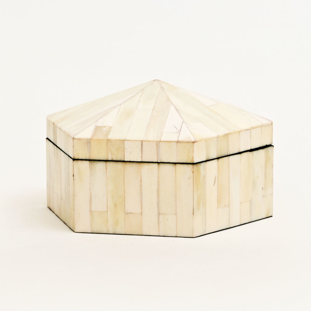 Hexagonal Bone Inlay Decorative Box – Set of 2