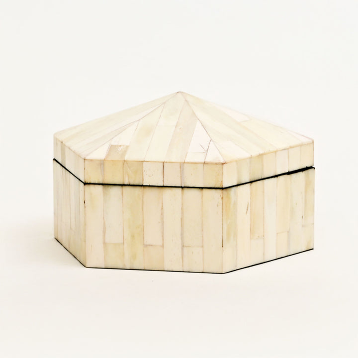 Hexagonal Bone Inlay Decorative Box – Set of 2