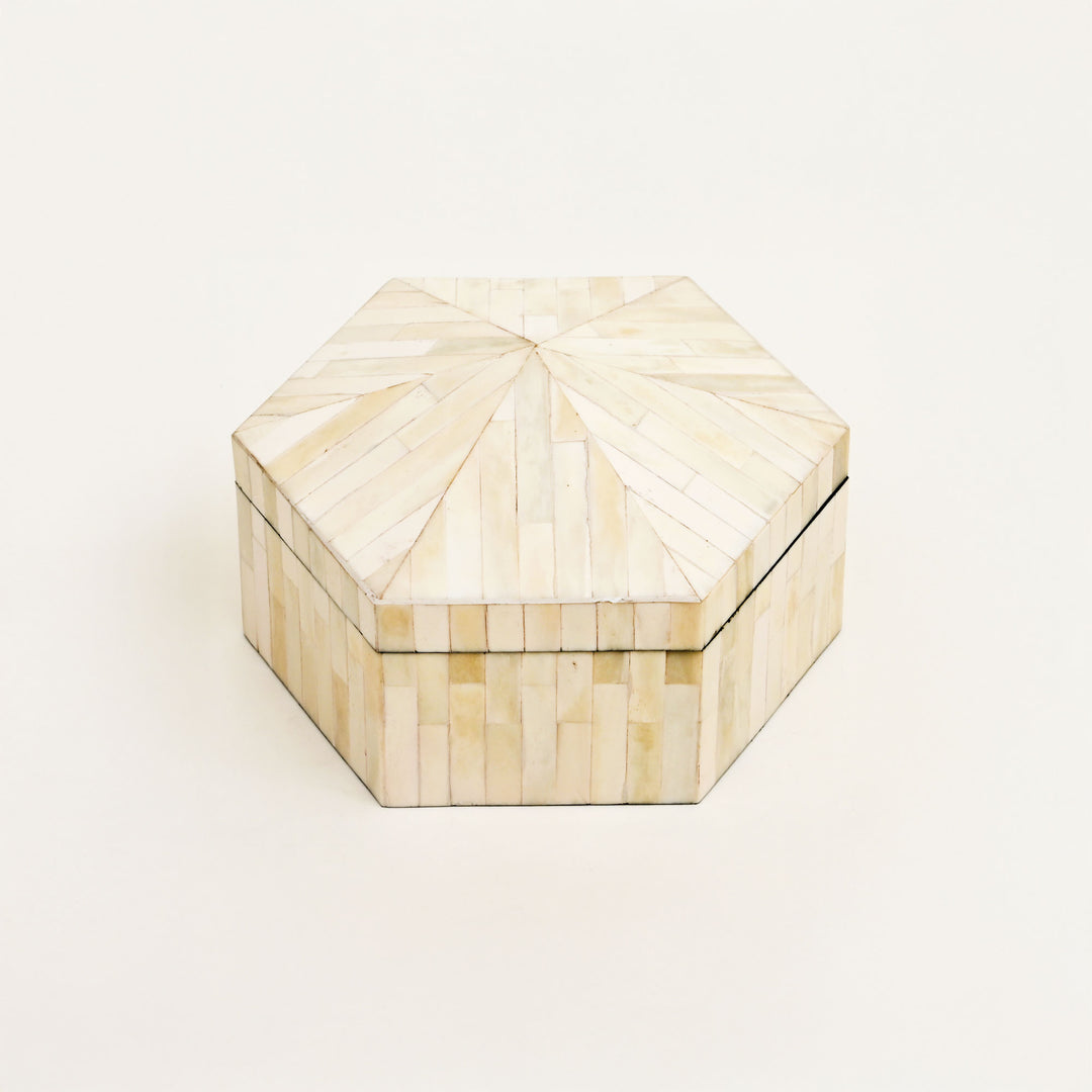 Hexagonal Bone Inlay Decorative Box – Set of 2