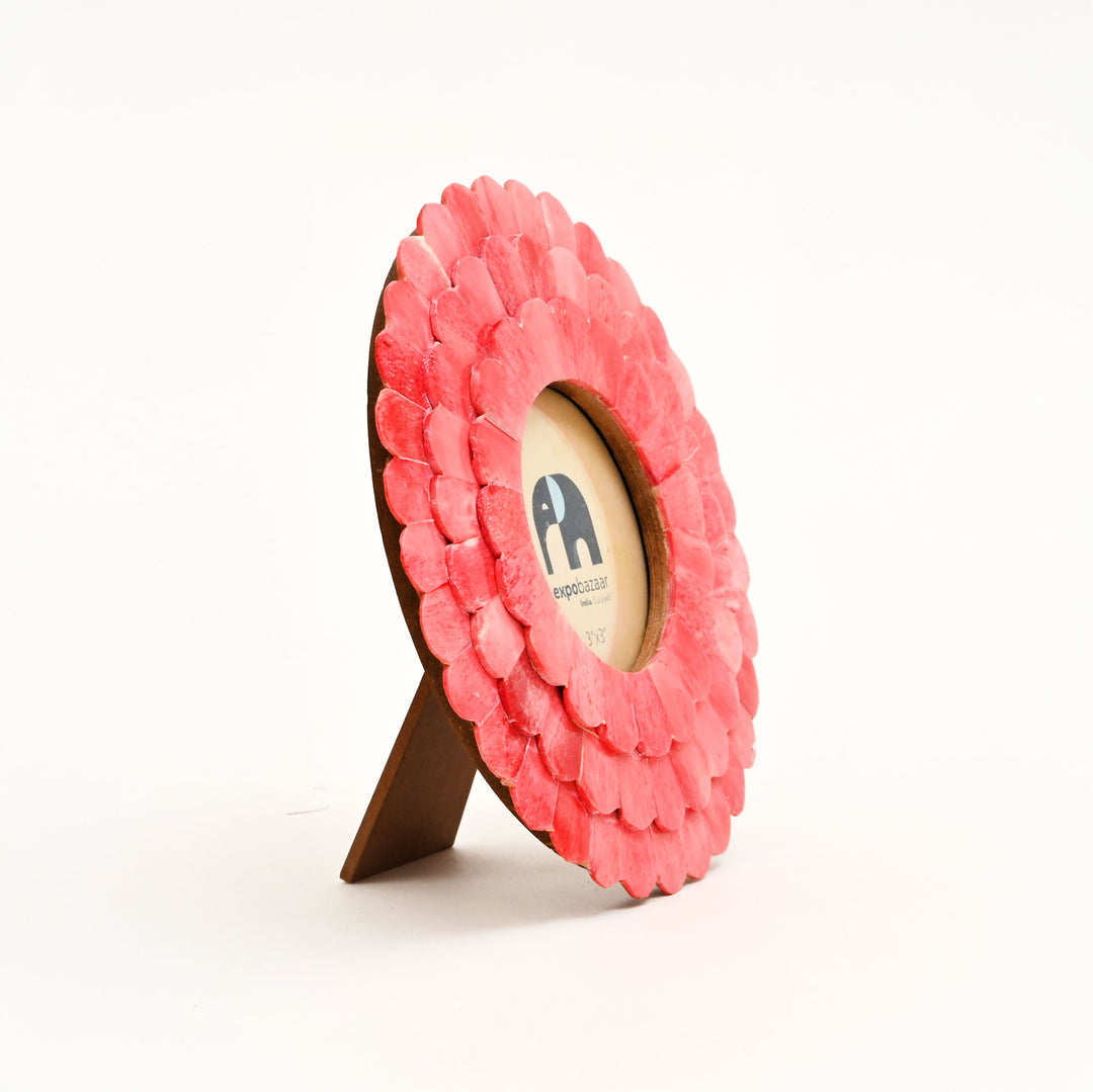 Round Sunflower Photo Frame – Pink