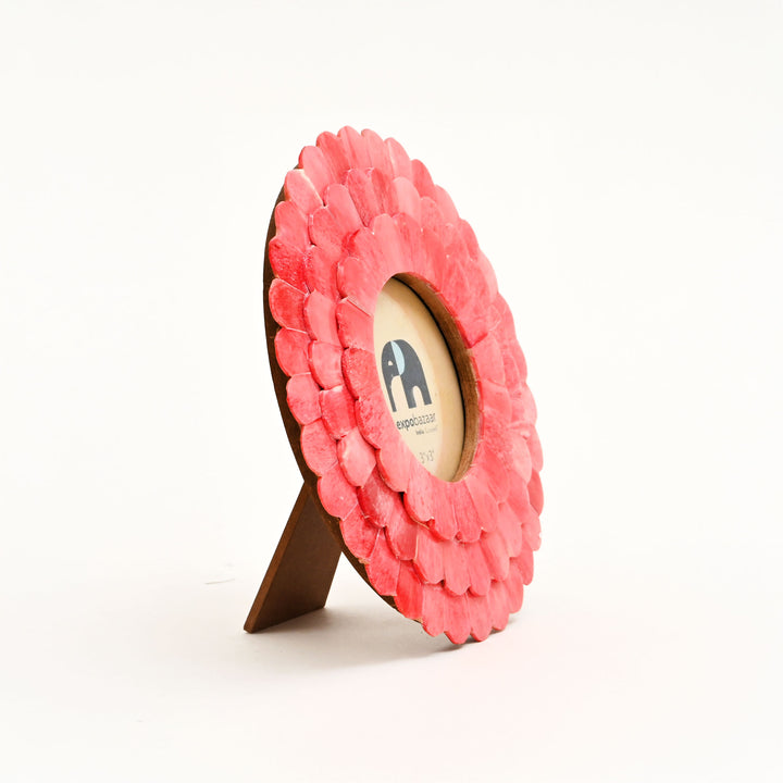 Round Sunflower Photo Frame – Pink
