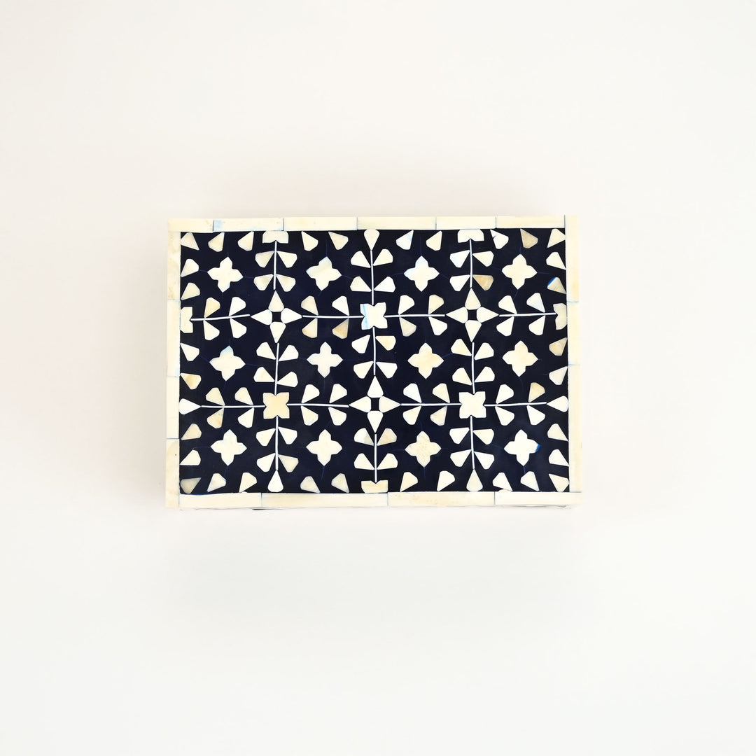 Floral Pattern Bone Inlay Box – Set of 2