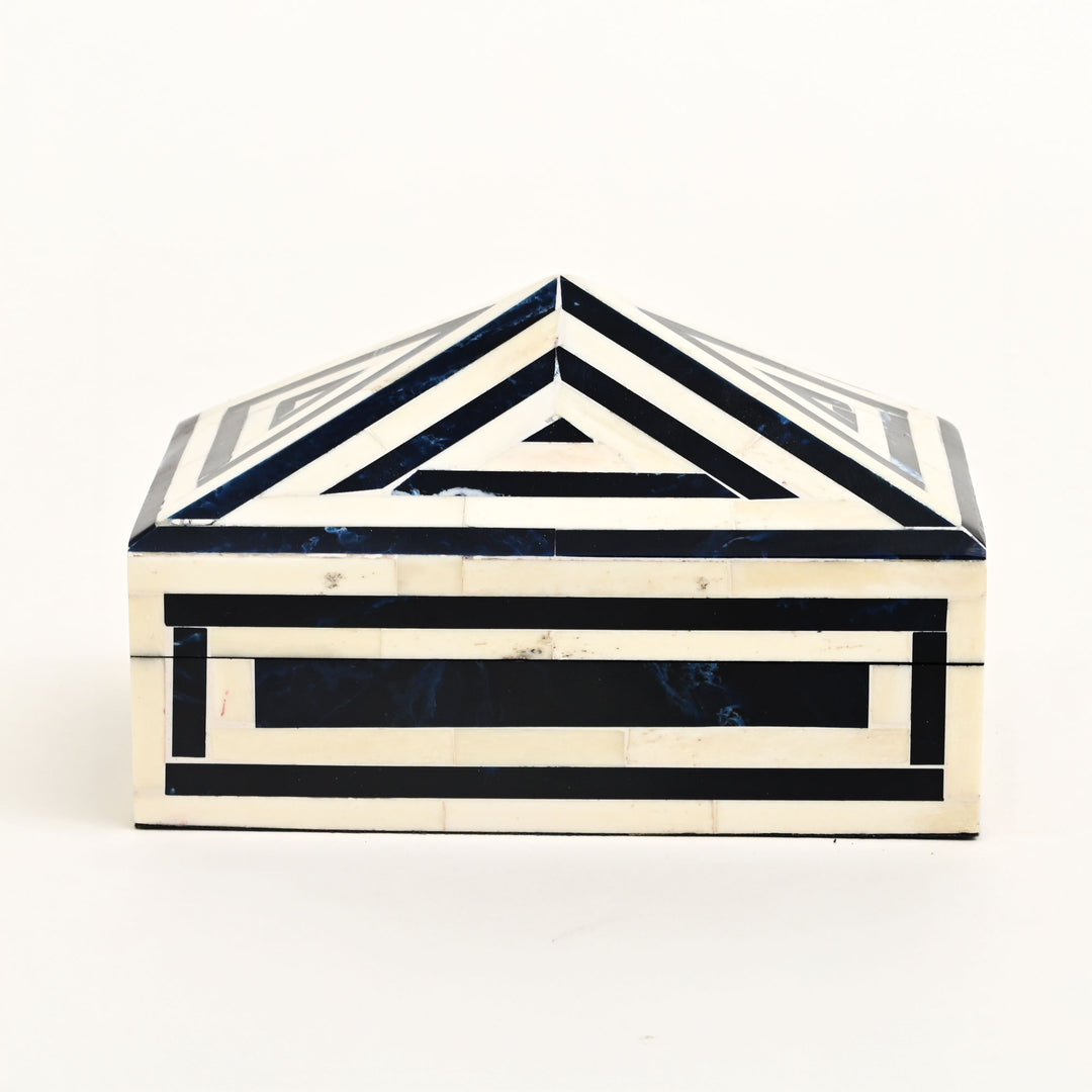 Pyramid-Shaped Geometric Bone Inlay Box