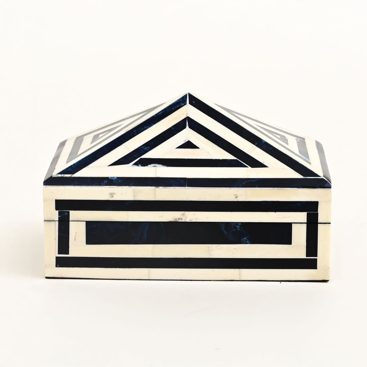 Pyramid-Shaped Geometric Bone Inlay Box