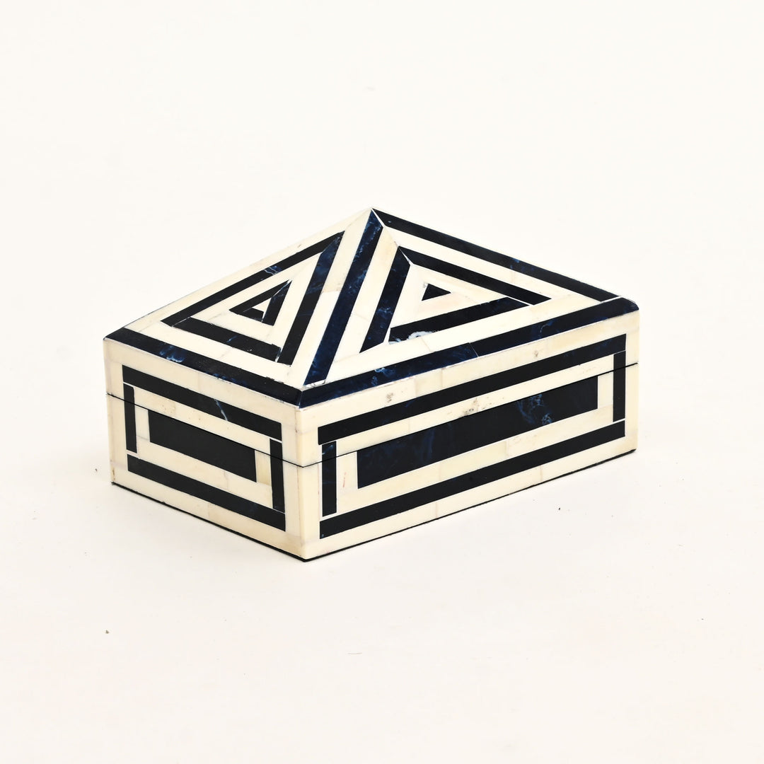 Pyramid-Shaped Geometric Bone Inlay Box