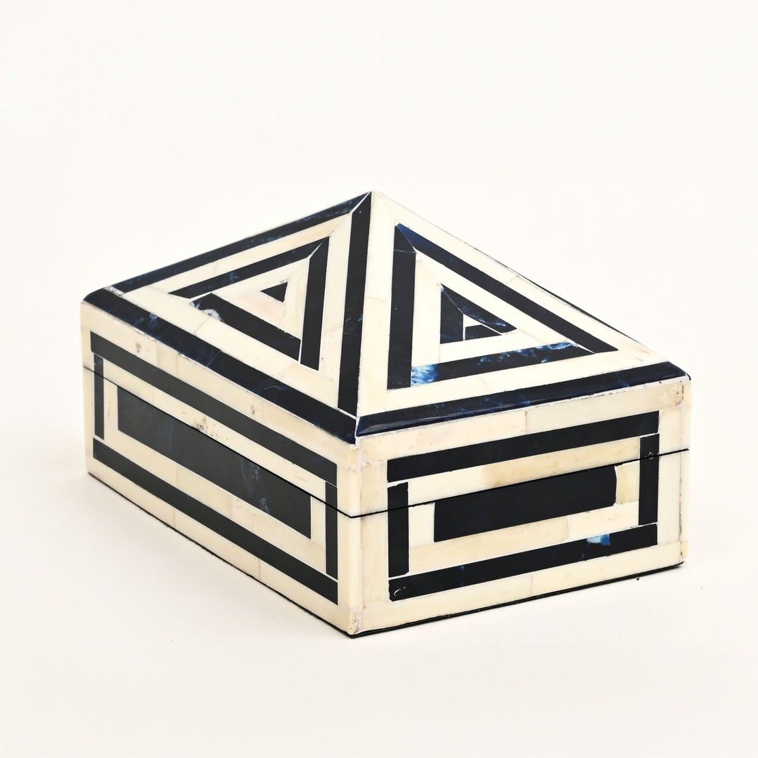 Pyramid-Shaped Geometric Bone Inlay Box
