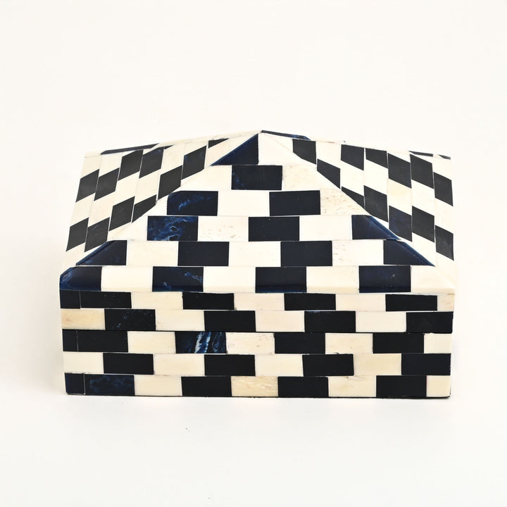 Brick Pattern Pyramid Bone Inlay Box