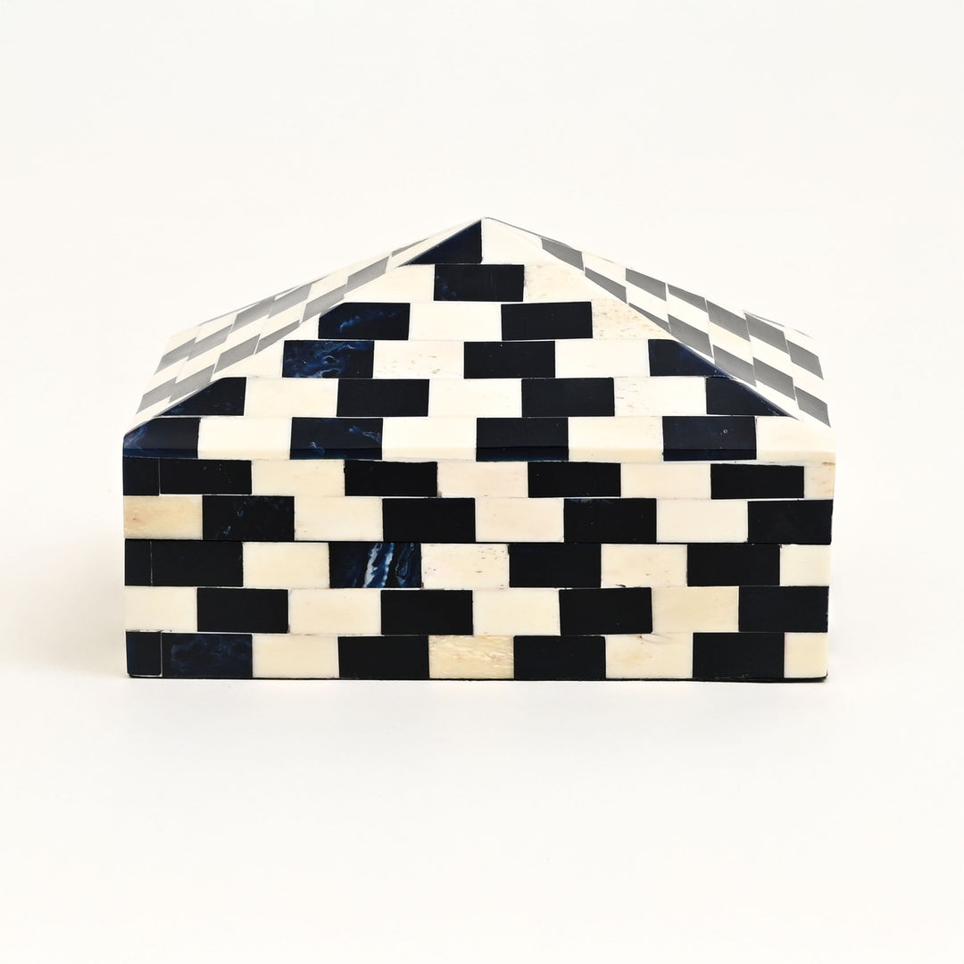 Brick Pattern Pyramid Bone Inlay Box
