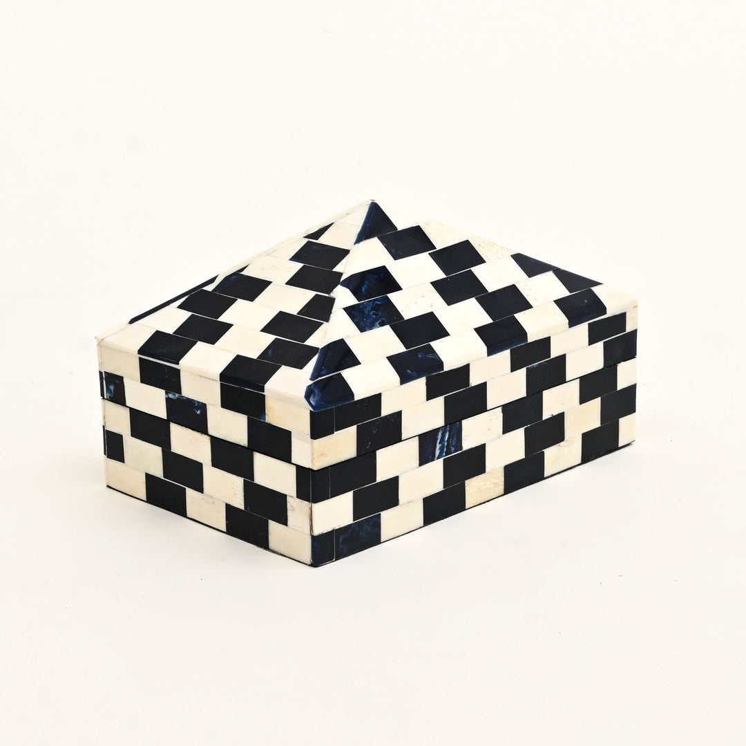 Brick Pattern Pyramid Bone Inlay Box