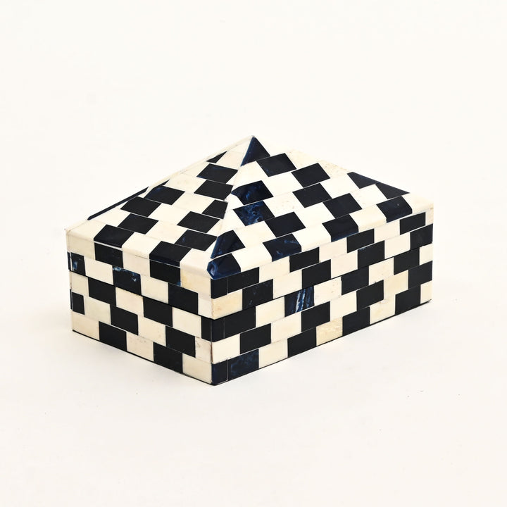 Brick Pattern Pyramid Bone Inlay Box