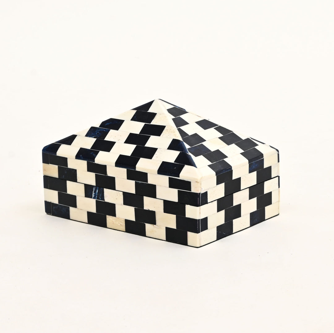 Brick Pattern Pyramid Bone Inlay Box