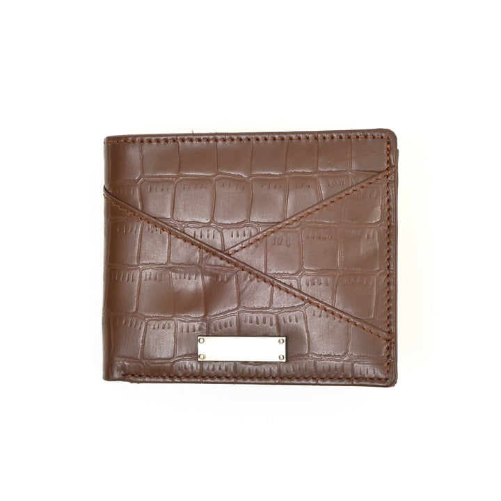 Leather Wallet 2B Crobrn – Brown Croc-Pattern Napa Leather Men’s Wallet with Coin Pocket & Card Slots