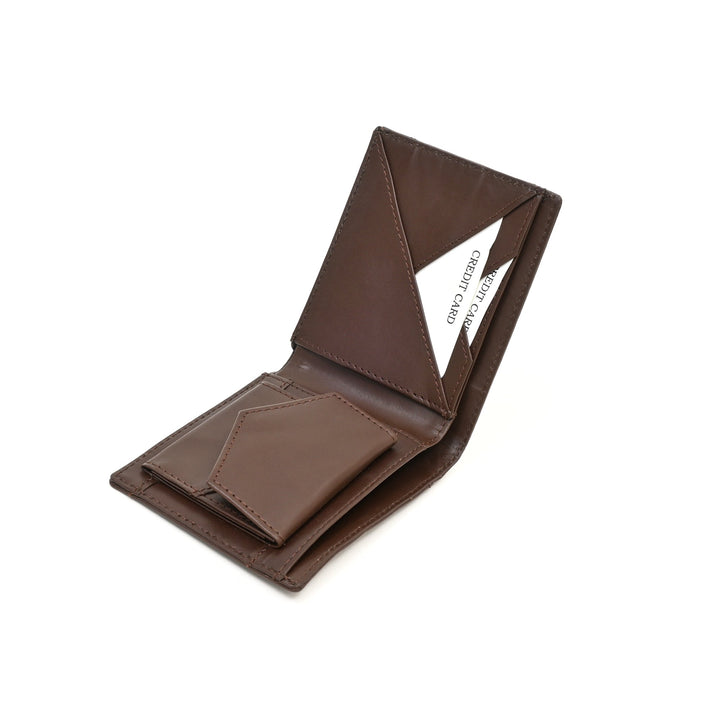 Men’s Leather Wallet 2S Napbrn – Premium Brown Napa Leather Wallet with Coin Pocket & 4 Card Slots | Elegant Slim Bifold Design