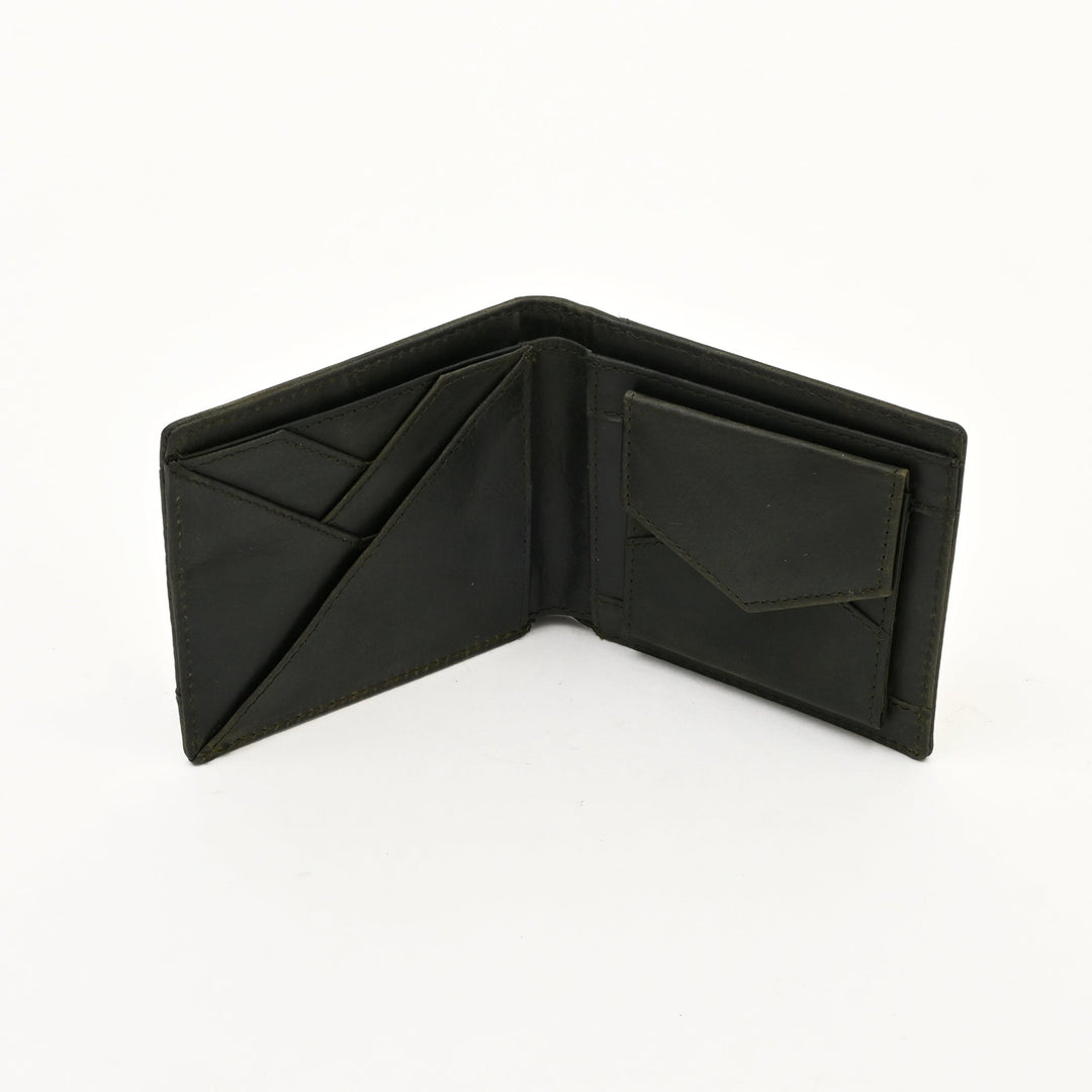Leather Wallet 2S Crngrn – Premium Green Full-Grain Leather Slim Wallet for Men with Coin Pocket & Card Slots