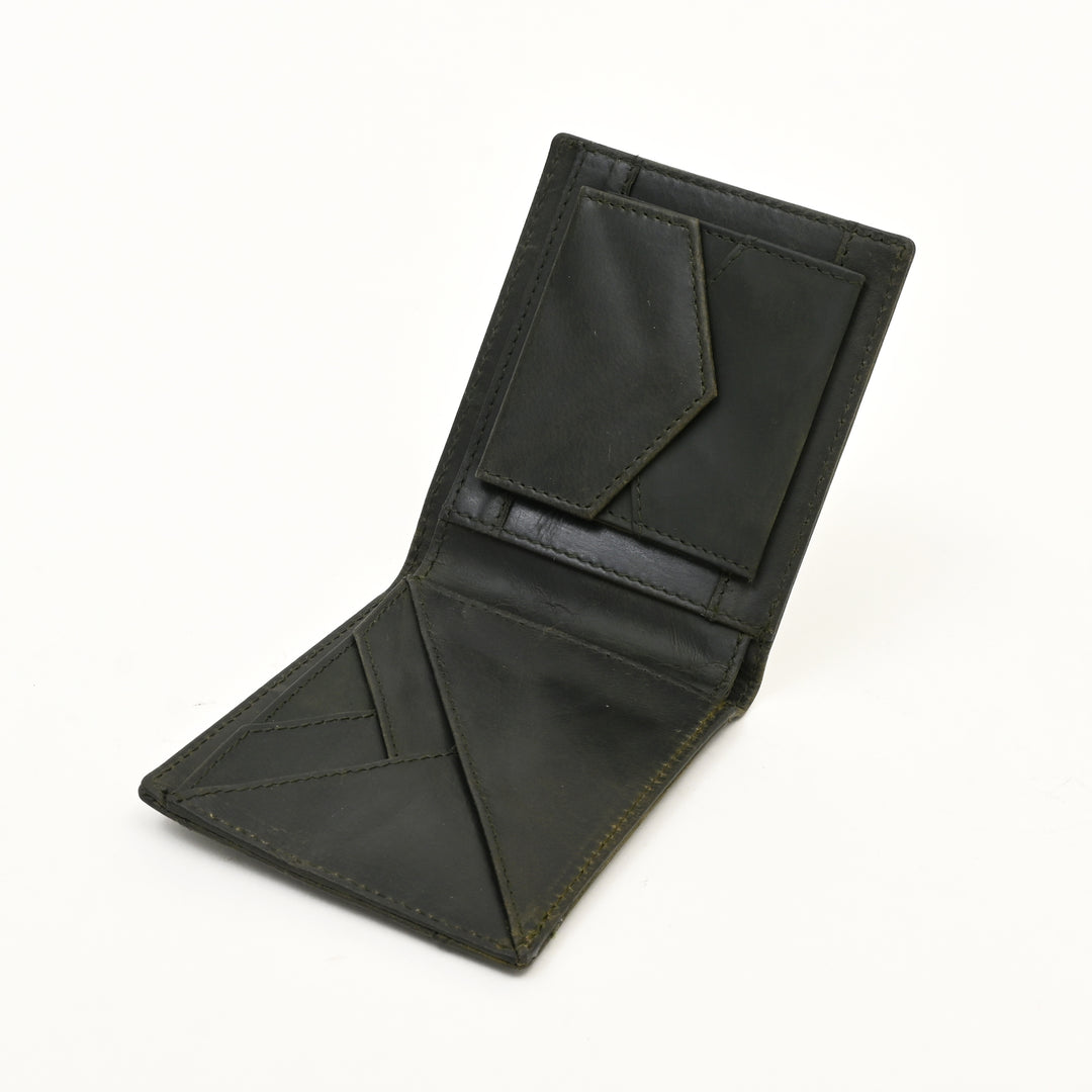 Leather Wallet 2S Crngrn – Premium Green Full-Grain Leather Slim Wallet for Men with Coin Pocket & Card Slots